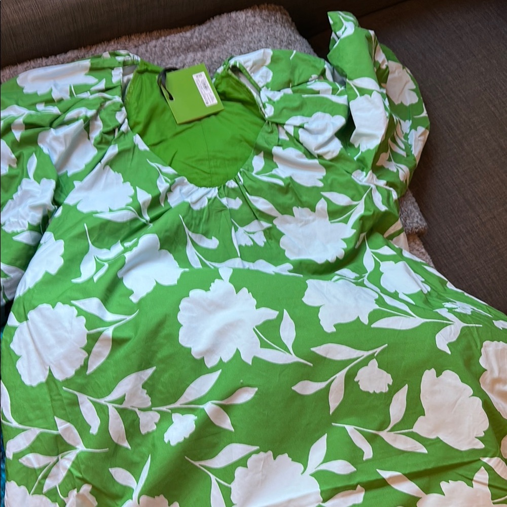 Green and White Floral Dress